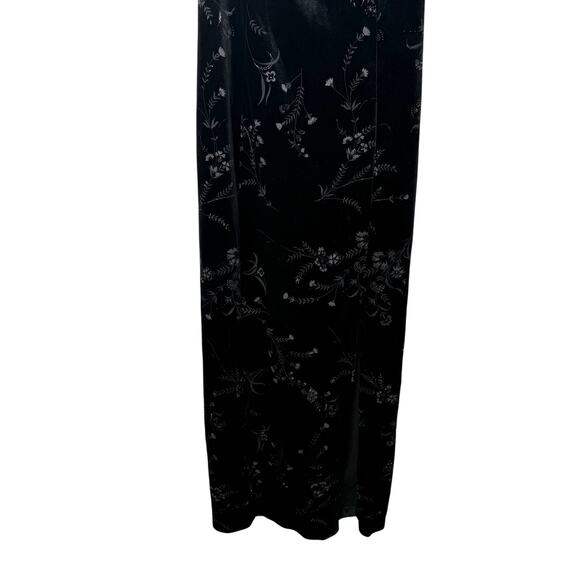 CDC Petites Black Velvet Floral Maxi Dress Size 6 Gothic y2K Romantic Front Slit - Picture 4 of 9